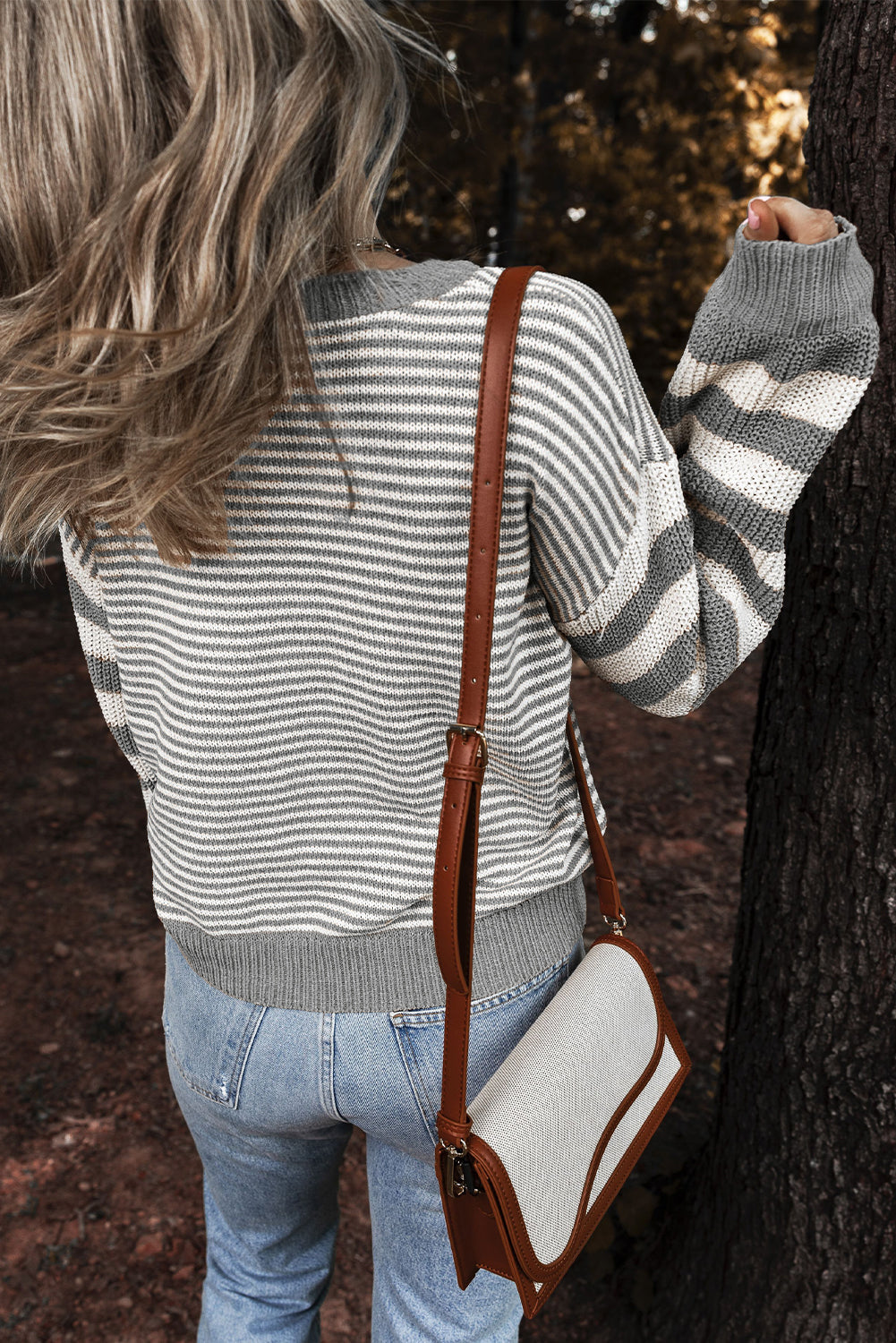 Stripe Geometric Textured Sweater