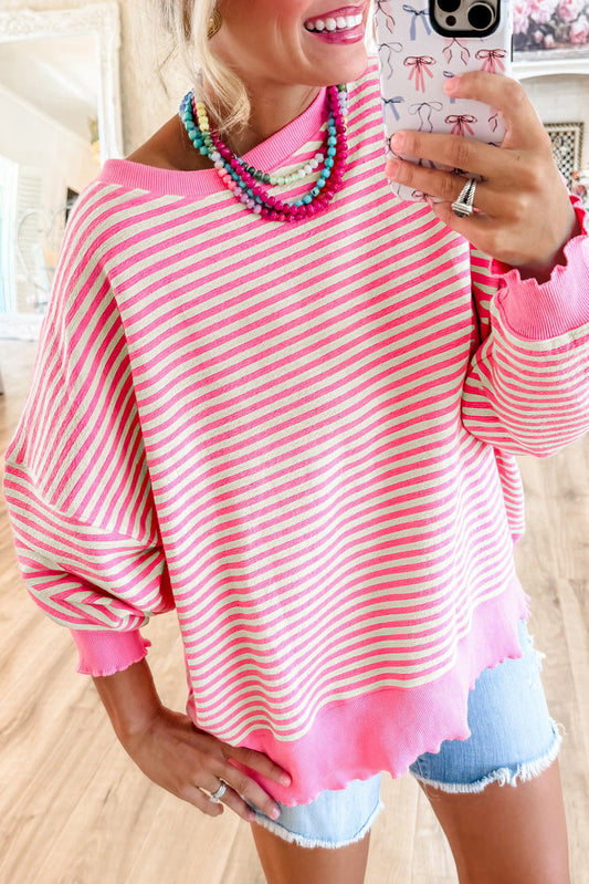 Cozy Striped Oversized Sweatshirt