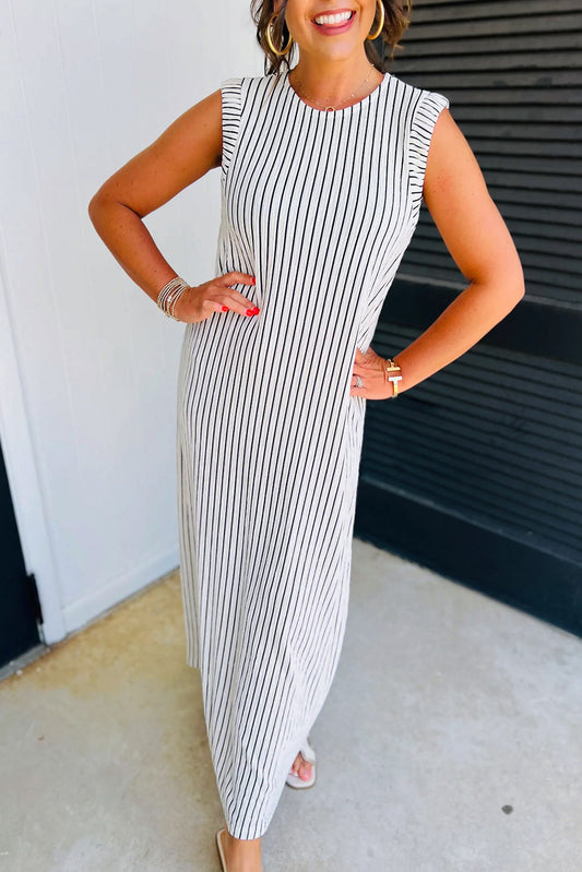 Striped Vest Shift Maxi Dress