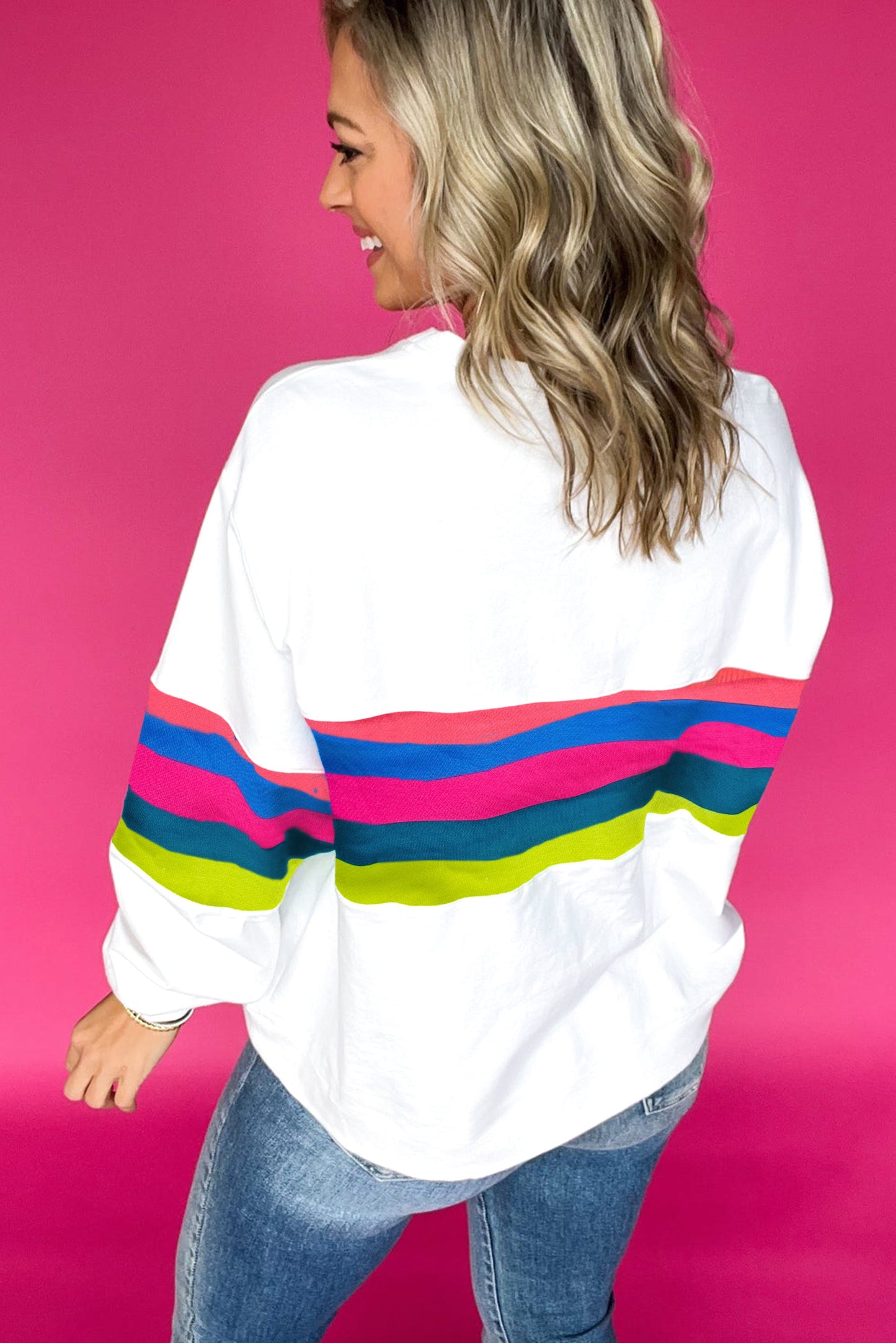 Striped Accent Long Sleeve T Shirt