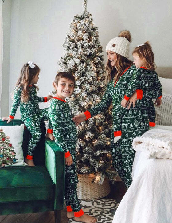 Christmas Tree Family Matching PJ Sets(with Pet Dog Clothes)