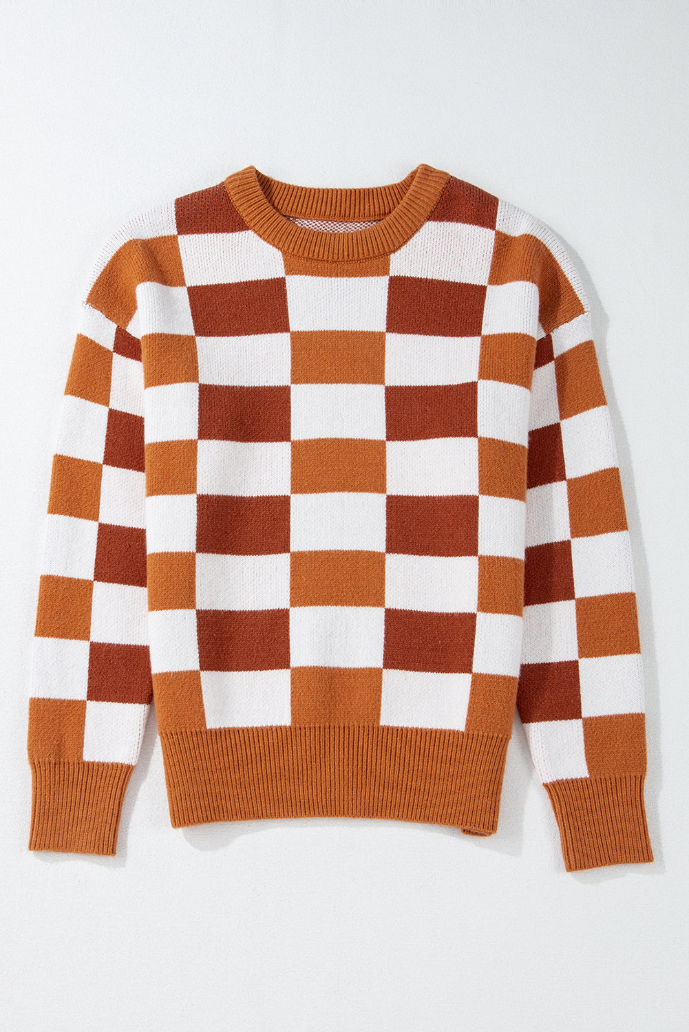 Checkered Ribbed Edge Sweater