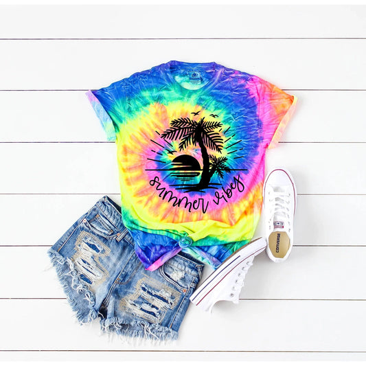 Summer Vibes Tie-dye   Graphic Tee