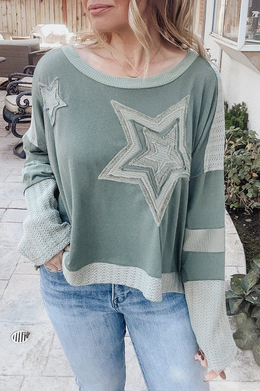 Plus Size Stars Patchwork Top