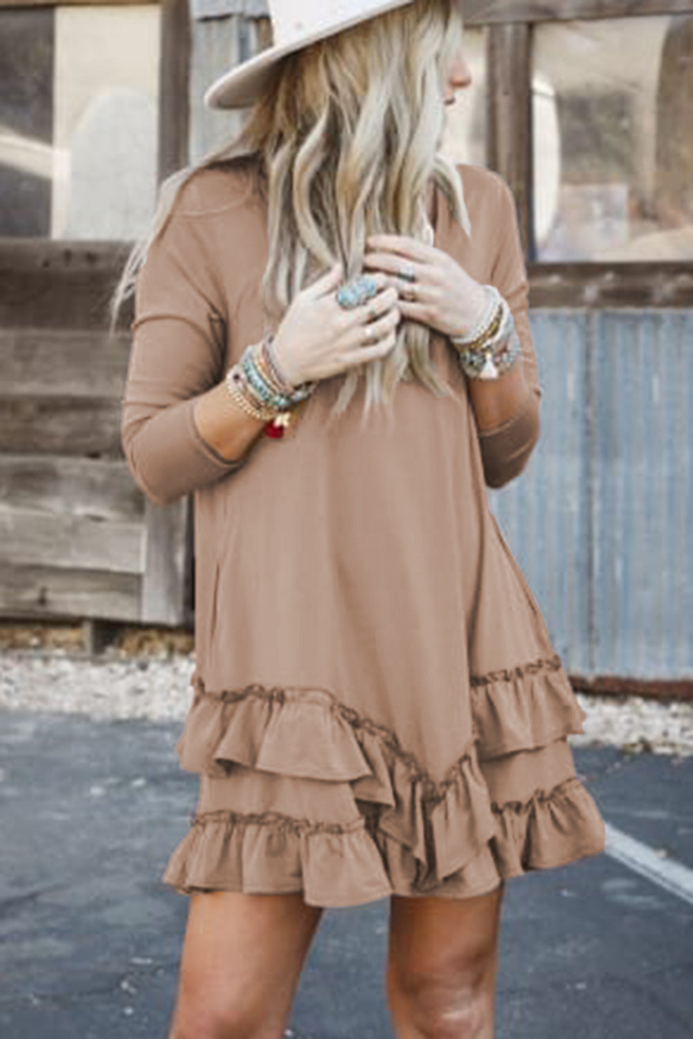 Tiered Ruffled Hem Mini Dress