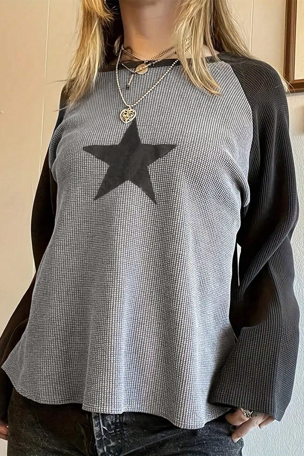 Waffle Knit Star Patch Tee