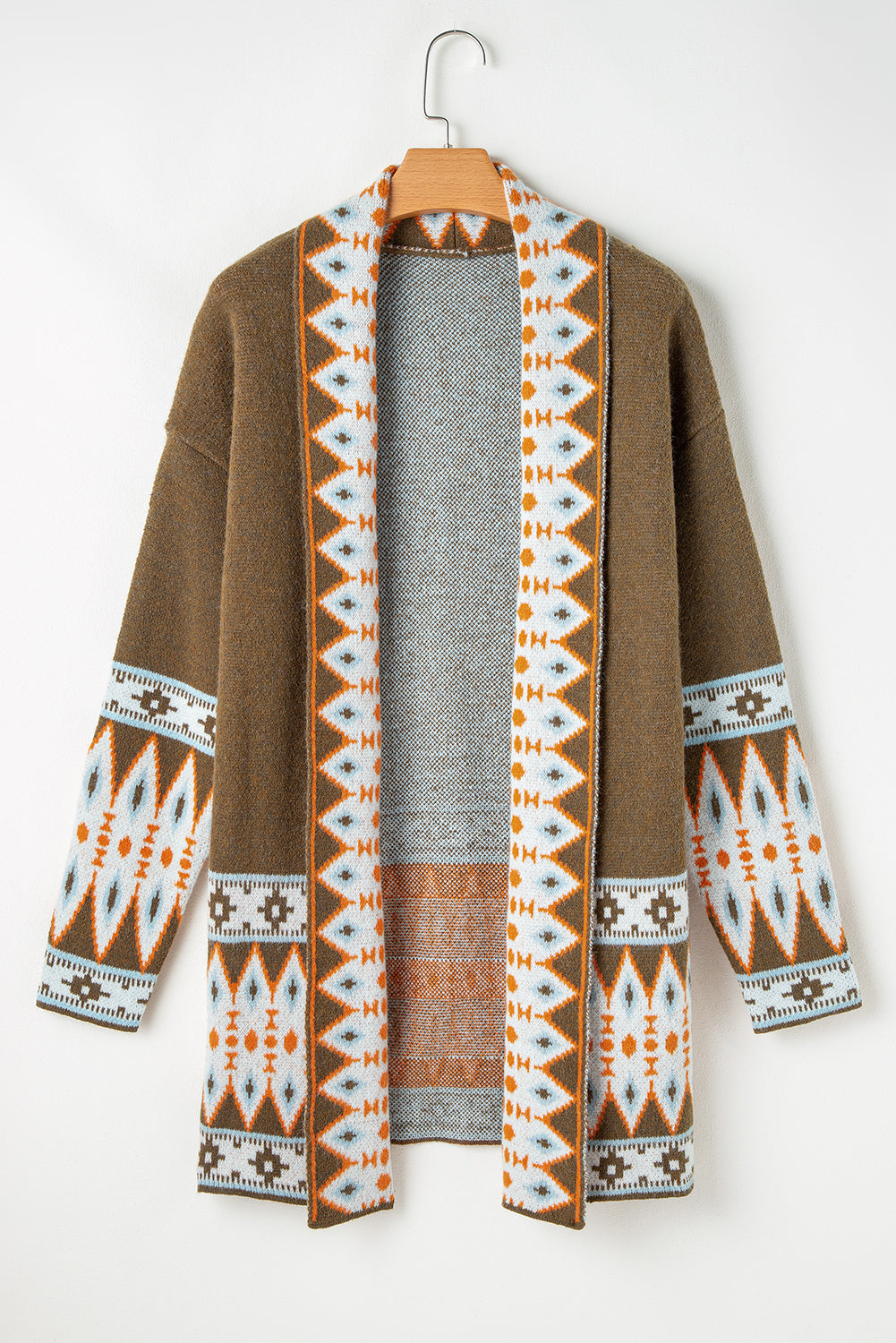 Western Aztec Open Front Sweater Cardigan