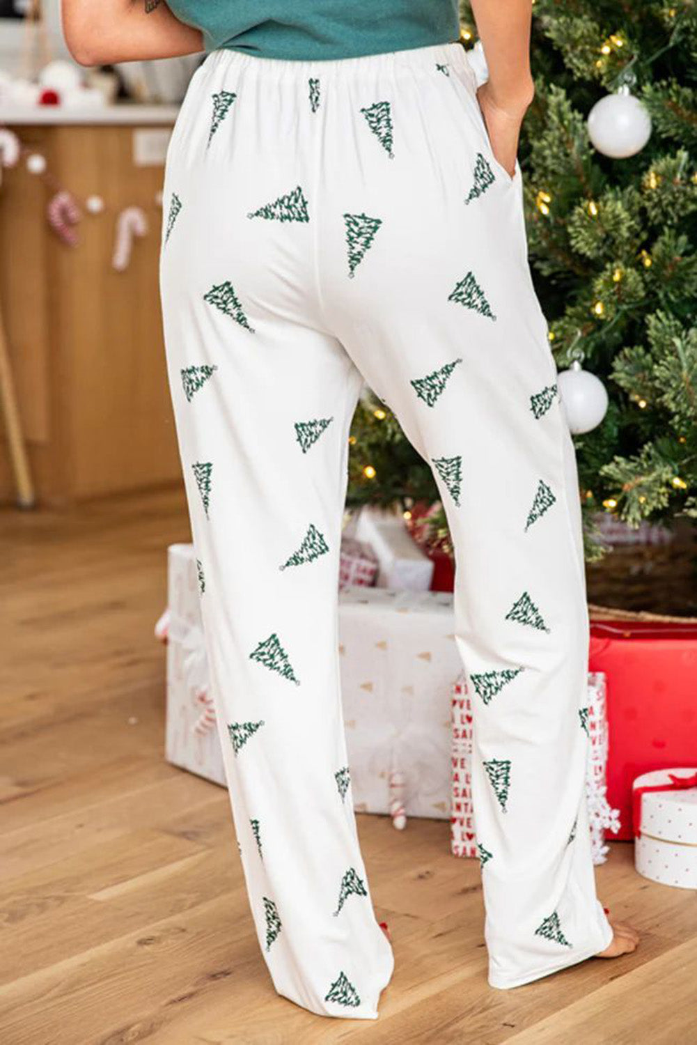 (Pre order/11.6)Christmas Tree Print Tee+Pants Lounge Set