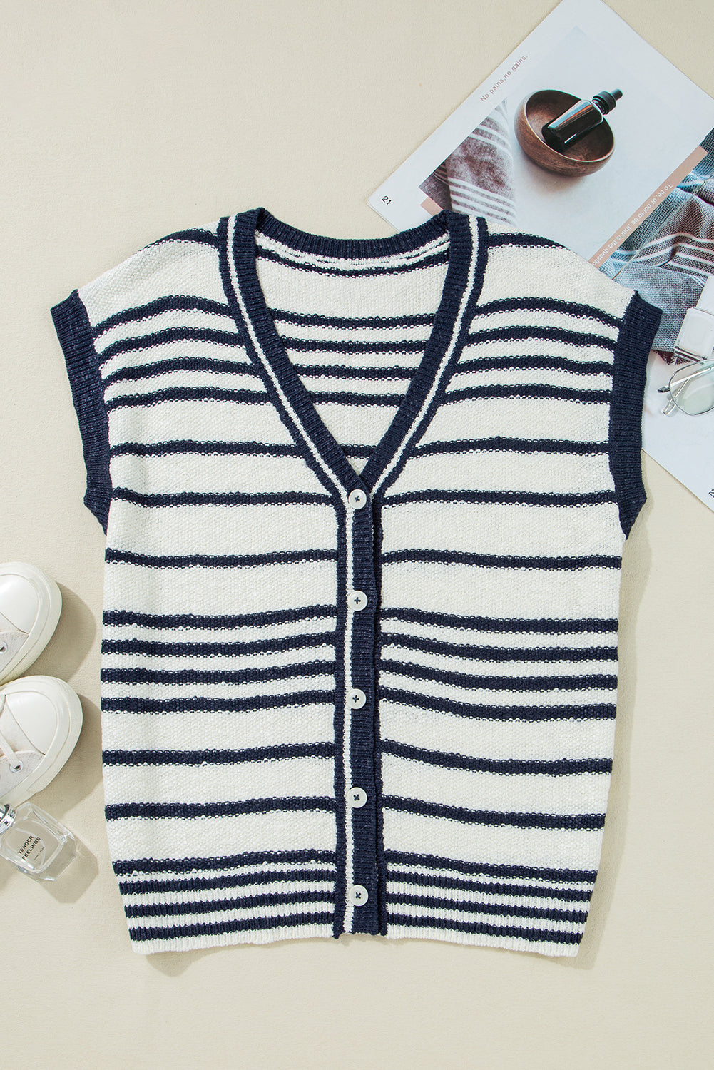 Stripe Buttoned Sweater Vest