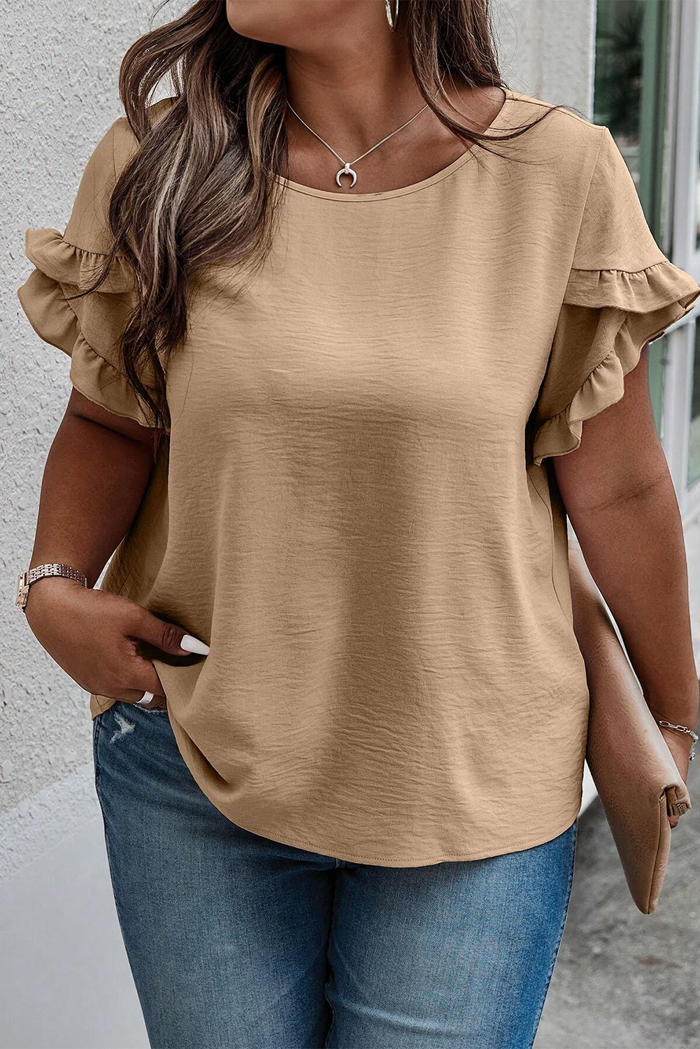 Plus Size Ruffled Short Sleeve Top