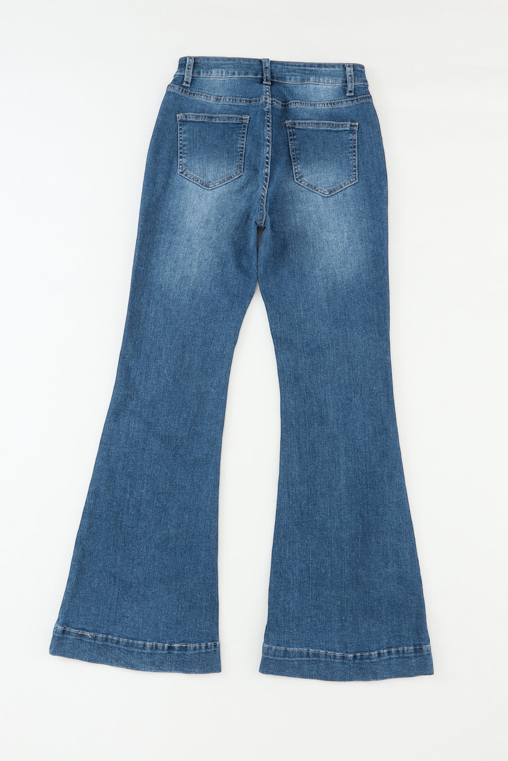 High Waist Seam Stitching Pocket Flare Jeans