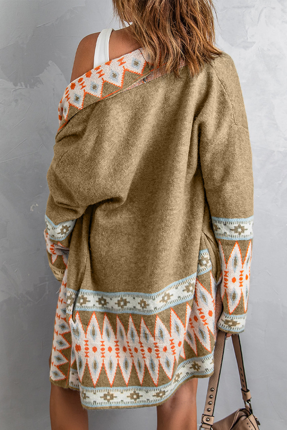 Western Aztec Open Front Sweater Cardigan